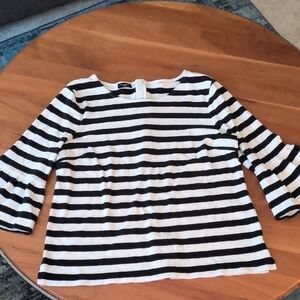Talbots Navy and White Striped Top